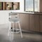 Armen Living Lynof Swivel Counter Stool in Brushed Stainless Steel with Light Gray Faux Leather 840254335462 - alternate 3